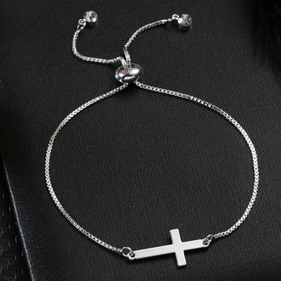Jewelry - 3/$30 NEW Silver Stainless Steel Cross Bracelet